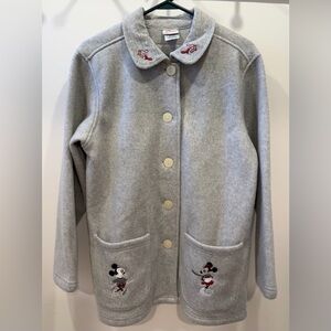 VINTAGE DISNEY STORE Mickey & Minnie Mouse Heart Fleece Jacket